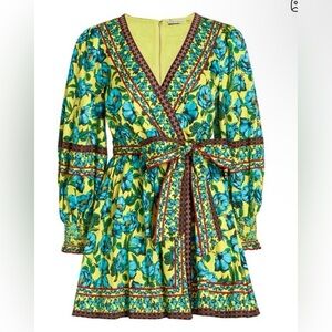 Alice + Olivia Yellow and Blue Floral Dress size 4.